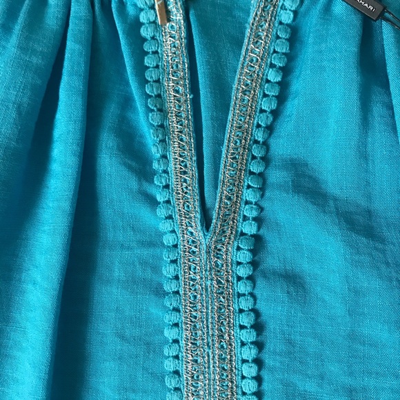 Tahari Turquoise Blouse With Sleeve Detail Size XS - Picture 5 of 9